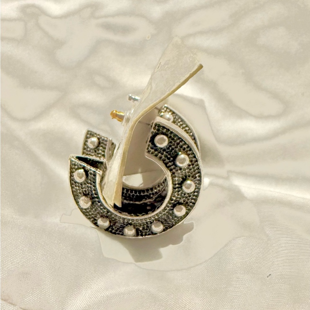 Free People Silver and Black Women’s Hoop Earrings| NWT